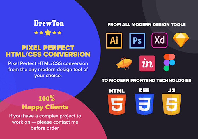 Convert your design to high quality html css javascript frontend ...