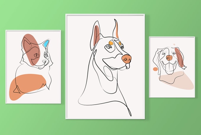 turn your dog or cat into unique style one line art drawing