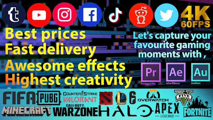 edit any gameplay video for youtube,ig,tiktok,facebook ,etc