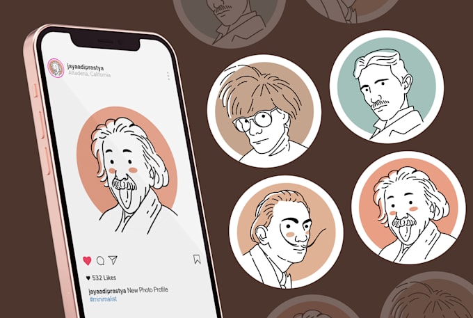 draw minimalist avatar for your social channels photo profile