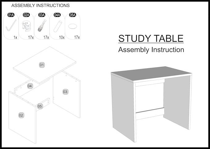 Hot Review! I will draw furniture assembly instructions, instruction manual, user manual  for $20