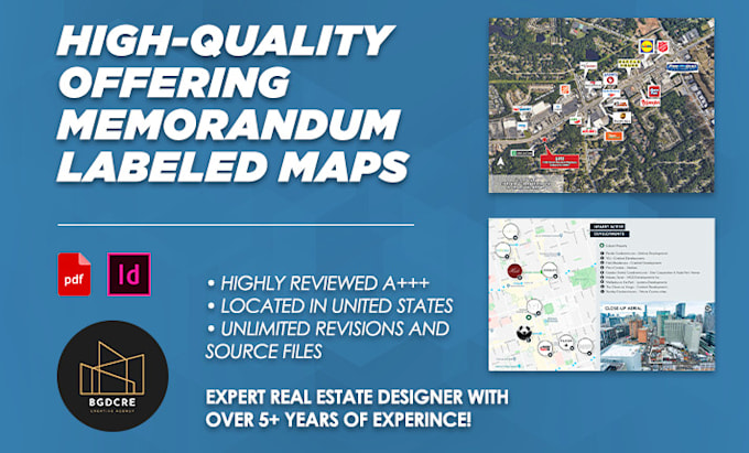 Hot Deals! I will create a commercial real estate aerial map  for $75