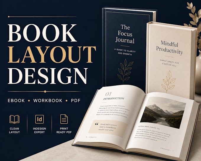 design a professional e book, workbook, and PDF layout