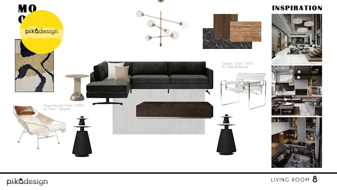 create interior design with mood board and shopping list