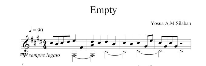 transcript your classical guitar song into musical notes