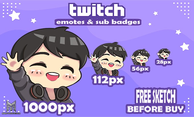 create bundle 12 custom cute chibi twitch emotes for your stream