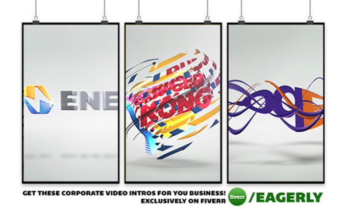create 3 professional logo intro video animations in full HD