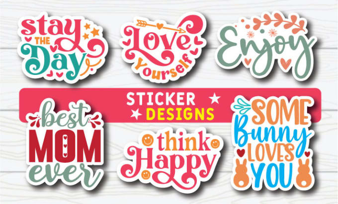 creative  awesome typography sticker designs and label designs