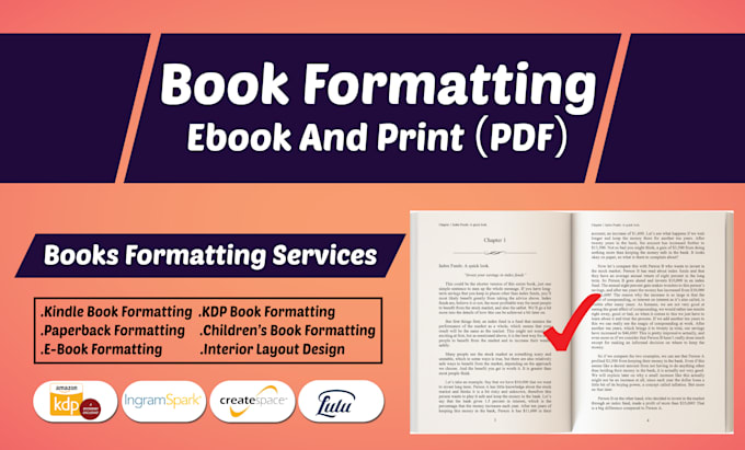 do book formatting, ebook formatting, and layout design