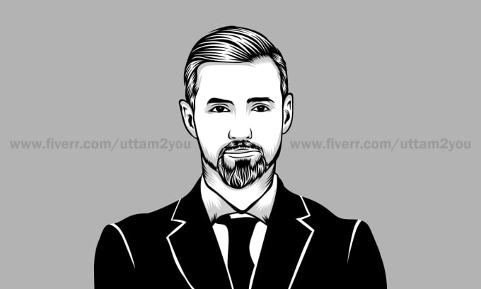 draw a black and white vector art portrait from your photo