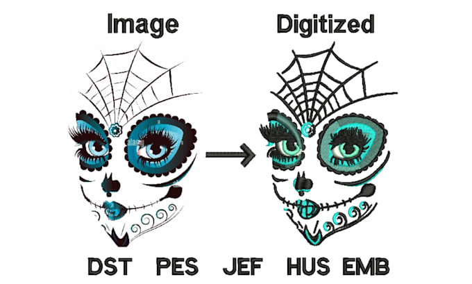 do embroidery digitizing and convert logo to dst pes jef emb fast