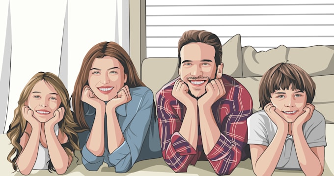 draw your family or group into cartoon portrait