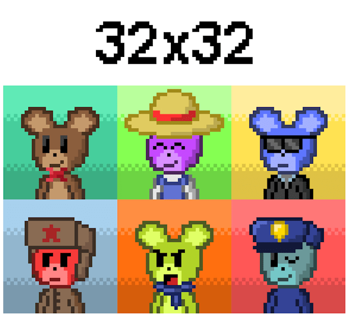 create pixel art nft traits and a base character for you
