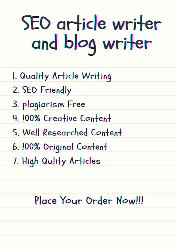be your SEO article writer and blog writer