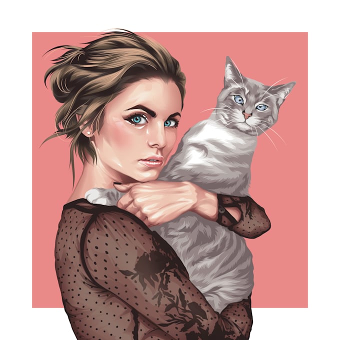 draw your photo with your pet into a vector illustration