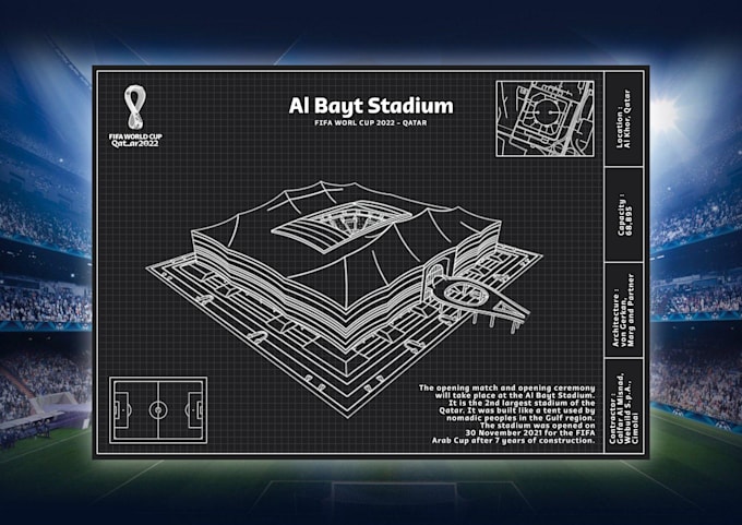 design any stadium map blueprint wall poster
