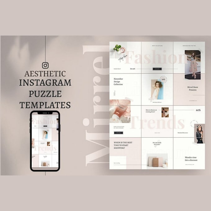 design canva instagram puzzle feed,posts and tamplates