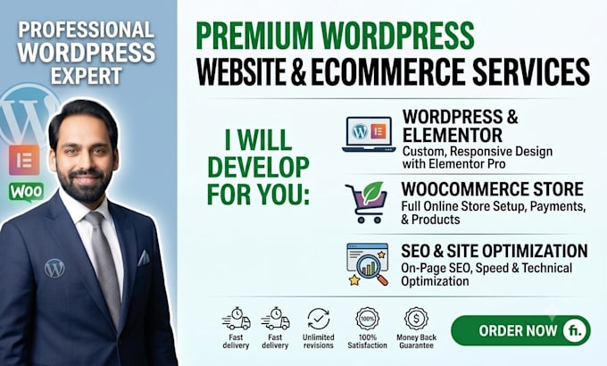 develop wordpress website, elementor, woocommerce SEO expert