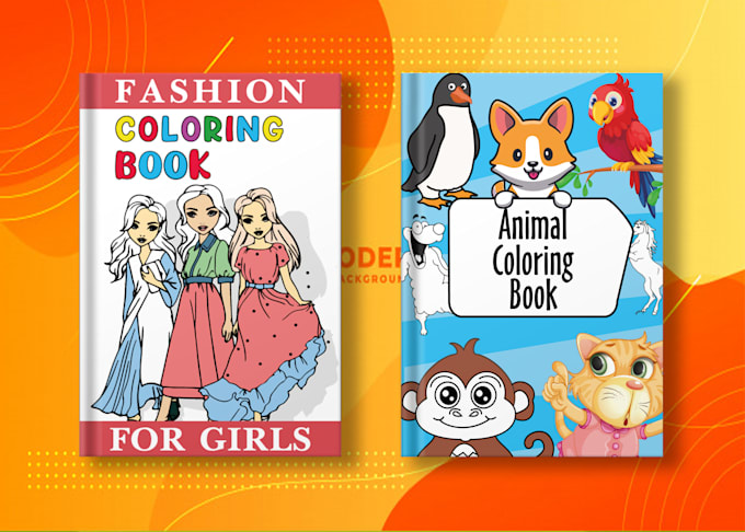 do children coloring book, book cover and interior design
