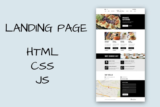 Do simple landing page using html css js fast by Theron555 | Fiverr