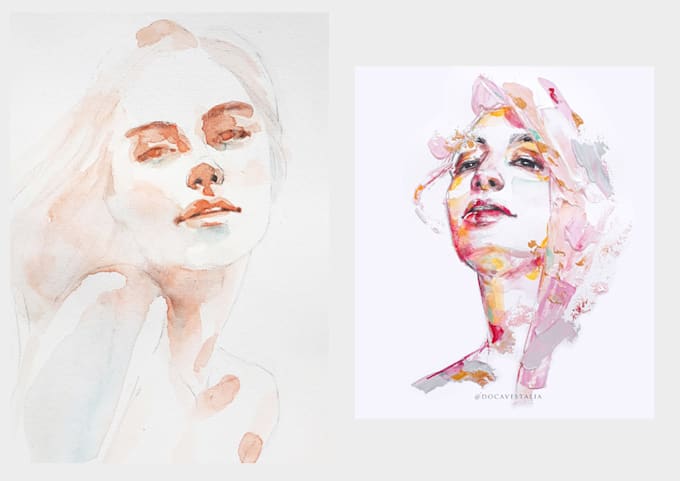 draw an artistic abstract digital watercolor from your photo