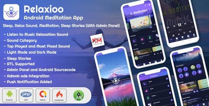 create  android app relaxation and meditation music app