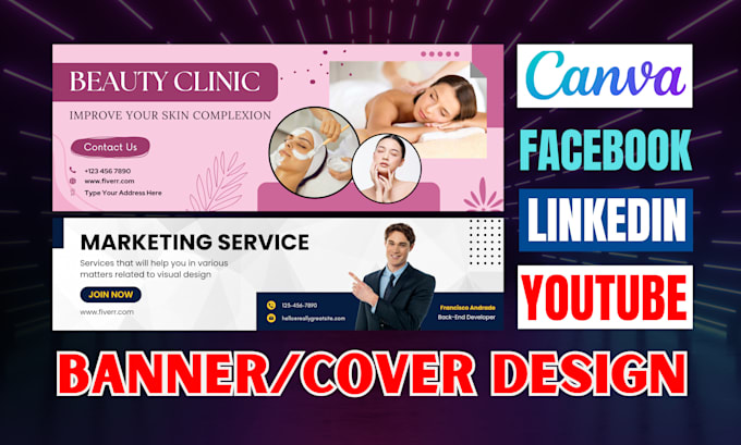 design youtube, linkedin, facebook cover image using canva