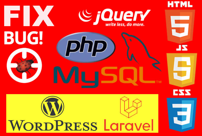 fix any bug in php html css javascript jquery