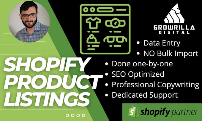 do shopify product listings and data entry