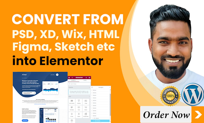 psd to wordpress, figma to wordpress, xd to wordpress using elementor