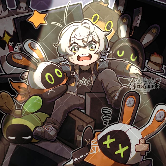 draw customizable chibi art for you