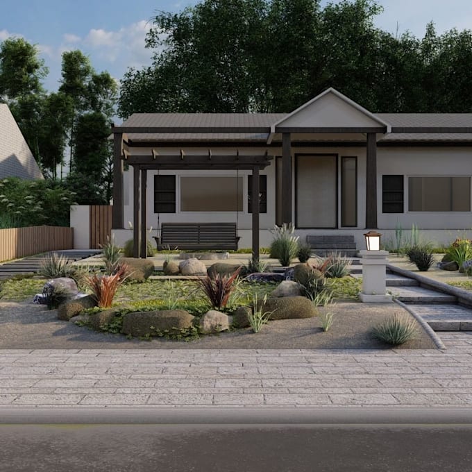 design your landscape garden with realistic render