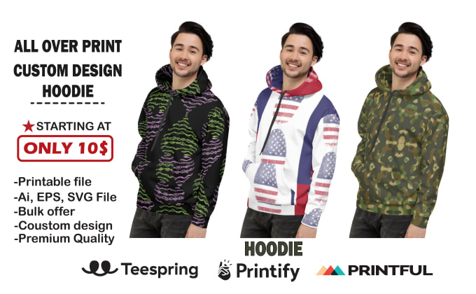 Teespring all over deals print hoodie