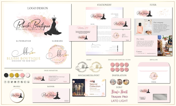 design full business signature branding kit with stationery