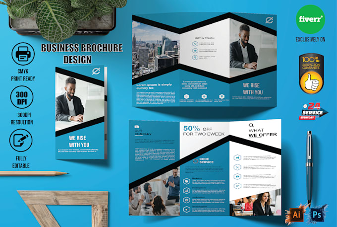design awesome trifold or bifold brochure