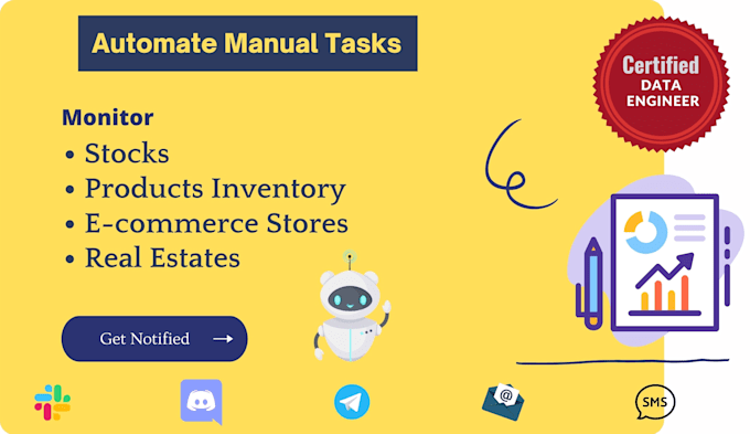 create an alert bot for discord, slack, telegram