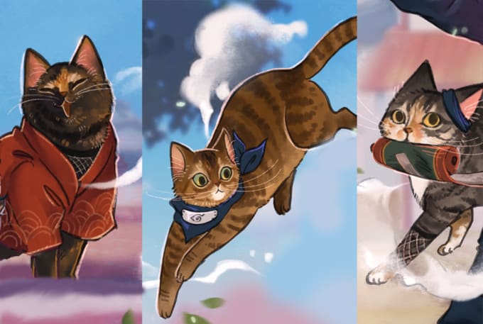 Draw pet cat animal in anime or furry style by Norshie | Fiverr