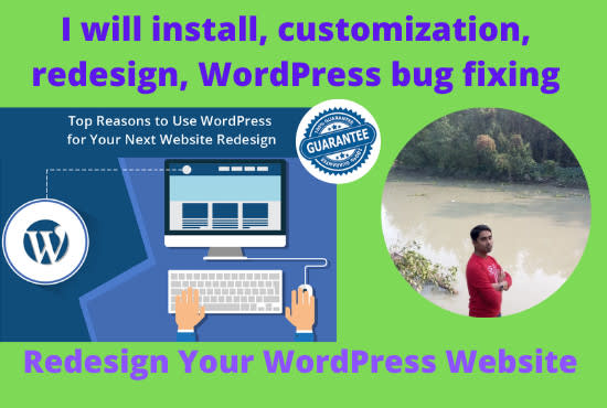 install, customization, redesign, wordpress bug fixing