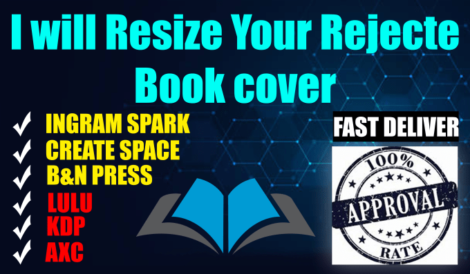 fix format, or resize book cover for amazon, ingram spar,k createspace, lulu