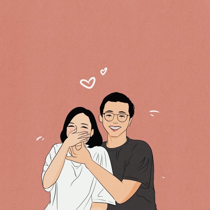 draw you simple portrait, couple or family portrait in my style