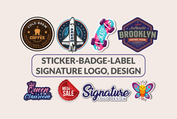 Crea adesivi personalizzati, logo firma, badge, etichette, design