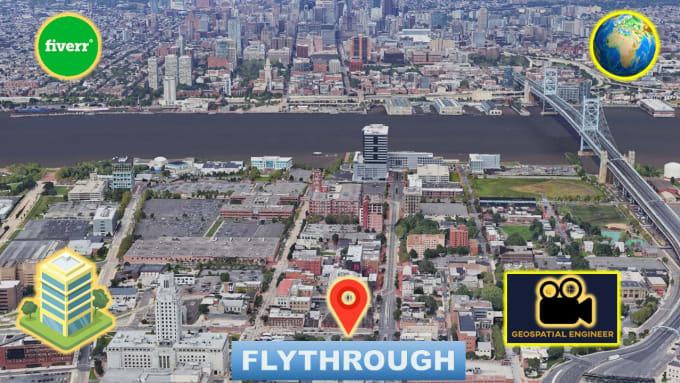 make 3d google earth fly tour video animation at pin location globe zoom in out
