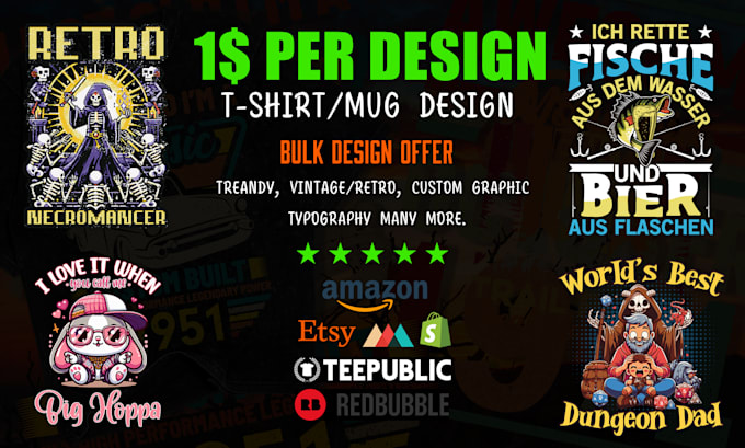 create custom trendy design product for amazon etsy shopify any pod business