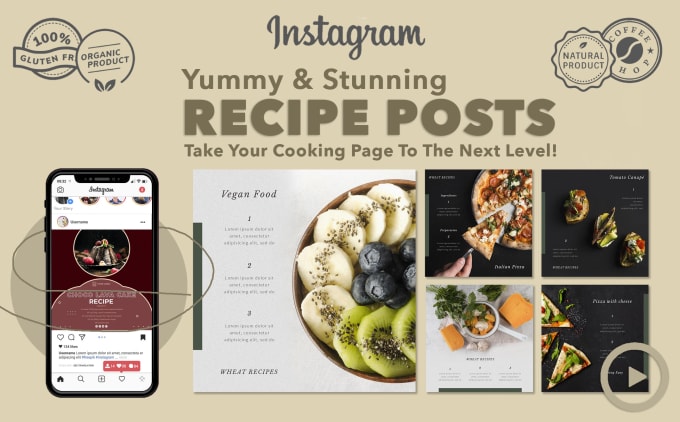 Design attractive recipe posts for cooking, health, nutrition instagram ...