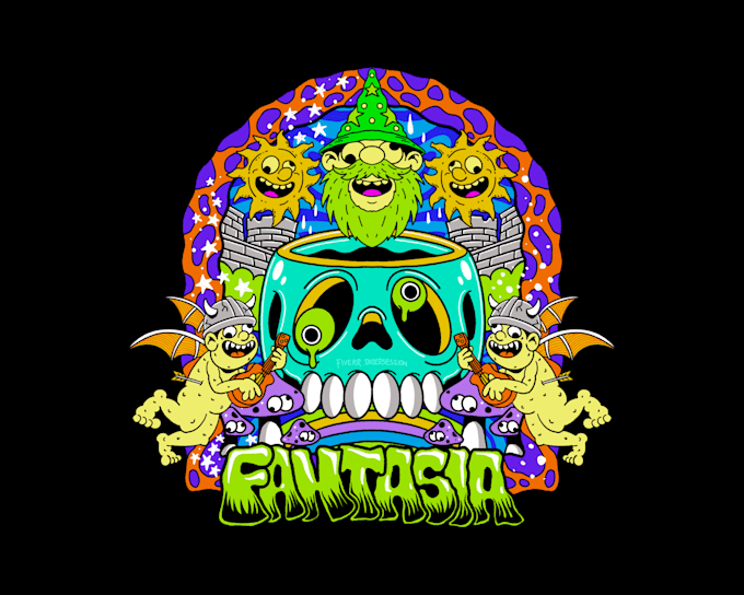 create unique psychedelic illustrations for tshirts, posters, and merchandise