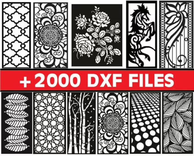 2000 DXF CNC Vector Art file ready to cut for cnc plasma router laser catalog 