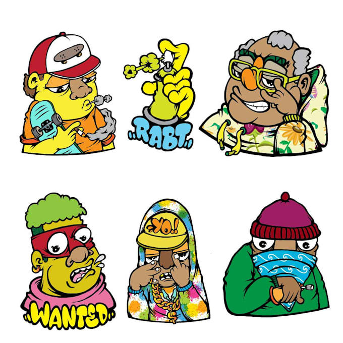 do cartoon illustration, doodle, sticker design, nft, pop art