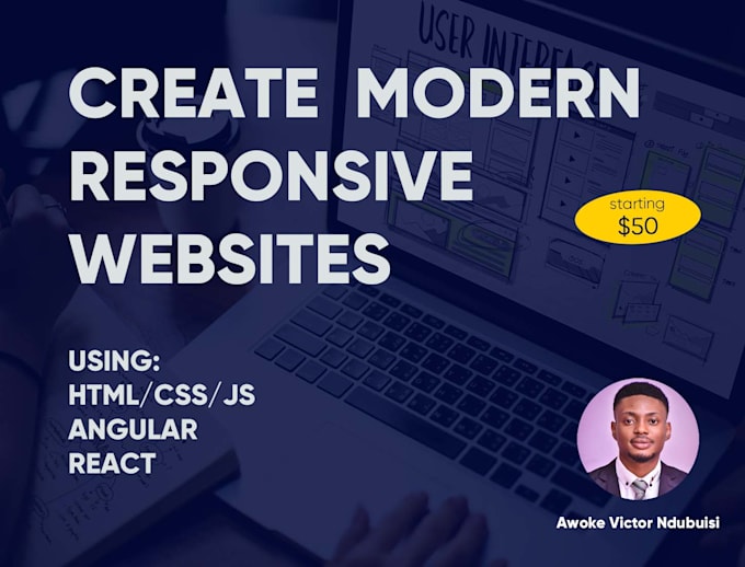 Create responsive websites in html, css, javascript, react, angular by ...