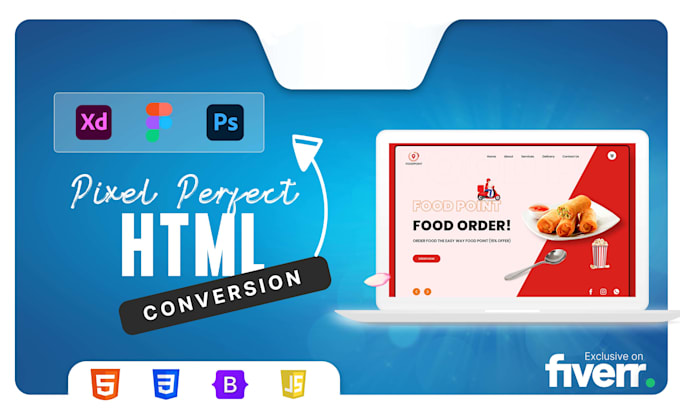 convert PSD to HTML bootstrap responsive website
