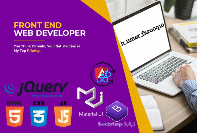 Be your front end web developer in angular bootstrap react and material ...